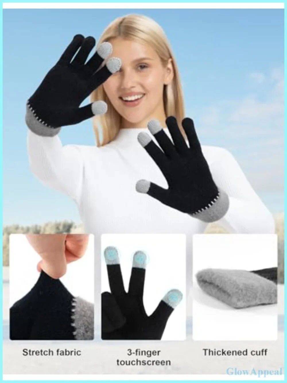Women's Winter Touch Screen Gloves, 4 Pairs Thermal Warm Knit Gloves